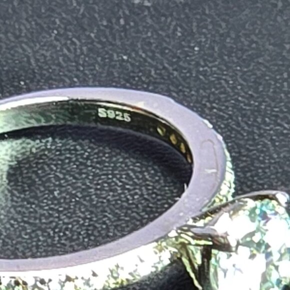 Silver Engagement Ring With 1ct Round Moissanite Solitaire & CZ‎ Accents Size 7 - Picture 6 of 10